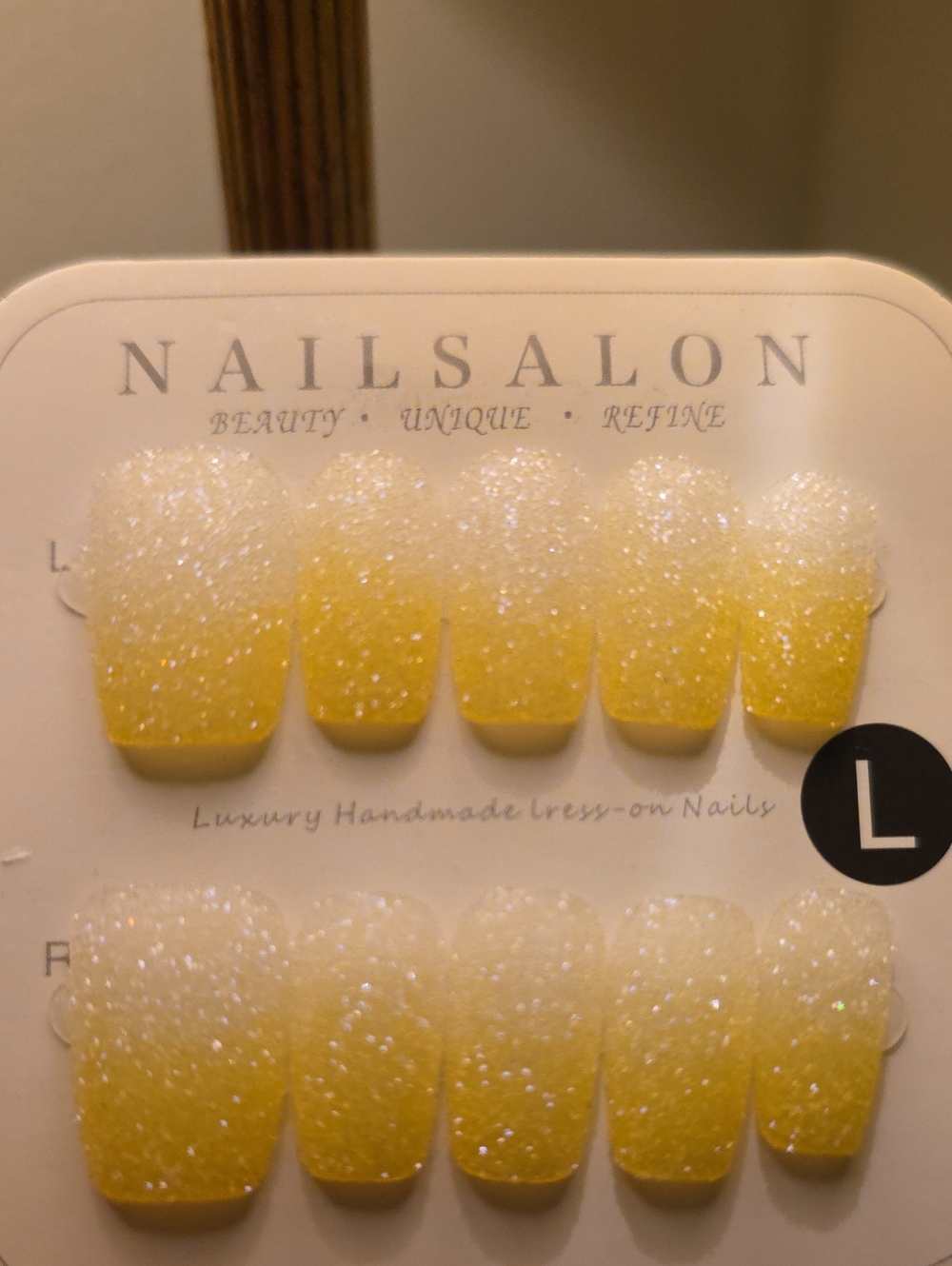 Yellow Glitter Ombre Press-On Nails - Large Size Large